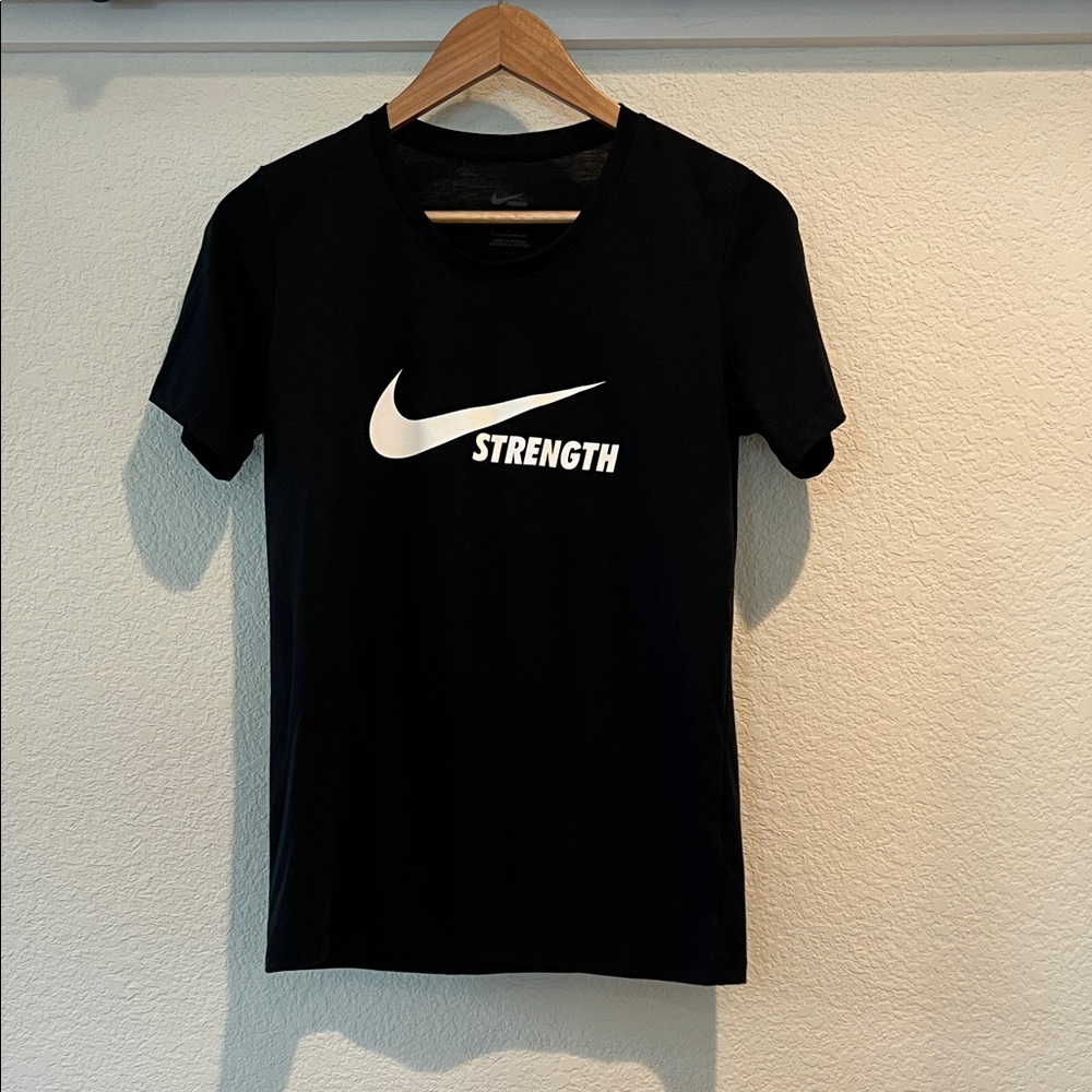 Nike DRI-FIT Black Tee with White Strength Logo
